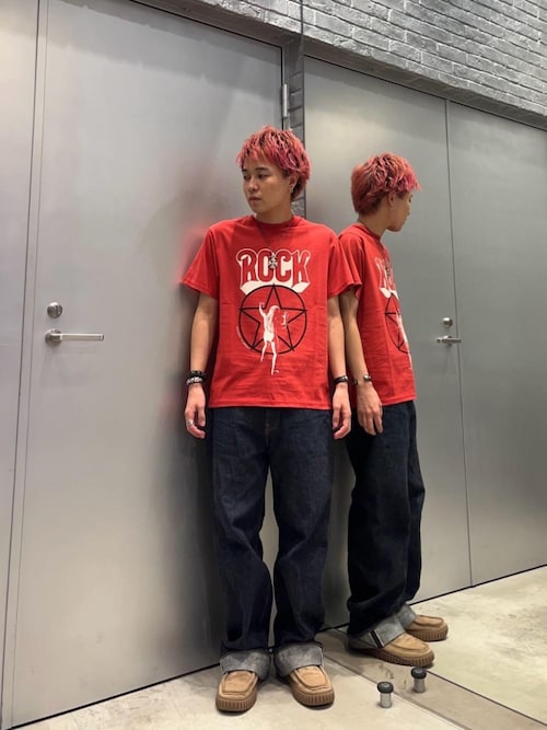 リジットストレートバギーデニムパンツ