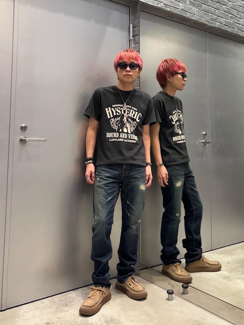 RW CLASH加工 スリムストレートデニムパンツ