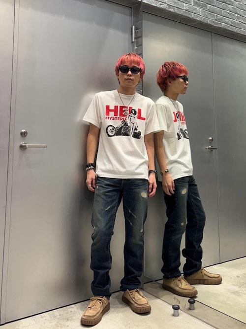 RW CLASH加工 スリムストレートデニムパンツ