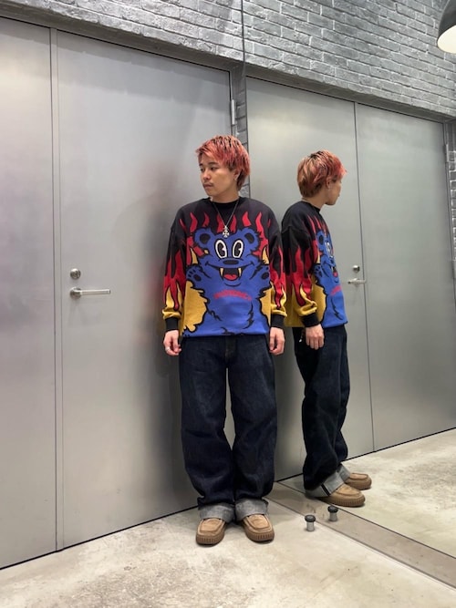 リジットストレートバギーデニムパンツ