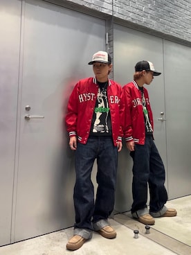 「アイテム（スタジャン）」を使った、TAKAMIさん（メンズ・168cm）の夏コーディネート
