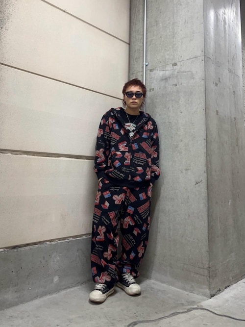 Hysteric glamor 総柄　フード付きパーカー HYSTERIC RECORDS柄 パーカー|HYSTERIC GLAMOUR MEN | HYSTERIC