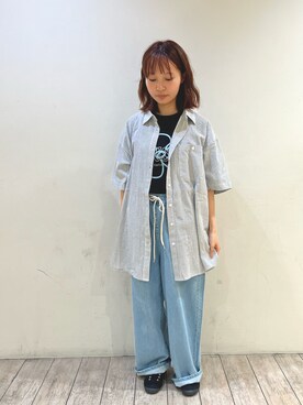 「ehka sopo（エヘカソポ）のアイテム（トップス、ブラック系）」を使った、ささお   さん（レディース・153cm）の夏コーディネート