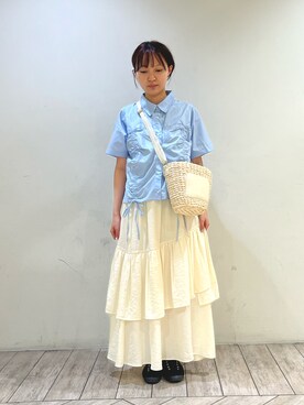 「ehka sopo（エヘカソポ）のアイテム（スカート、ホワイト系）」を使った、ささお   さん（レディース・153cm）の夏コーディネート