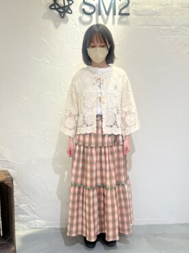 「ehka sopo（エヘカソポ）のアイテム（Tシャツ/カットソー、ホワイト系）」を使った、ささお   さん（レディース・153cm）の春コーディネート