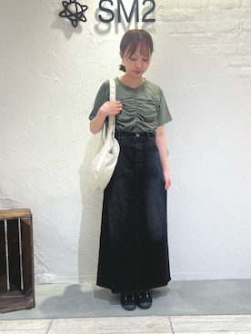 「ehka sopo（エヘカソポ）のアイテム（デニムスカート、ブラック系）」を使った、ささお   さん（レディース・153cm）の夏コーディネート