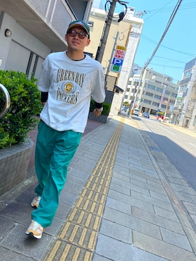 「Lee（リー）のアイテム（その他パンツ）」を使った、e.さん（メンズ・164cm）の夏コーディネート