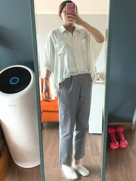 「grove（グローブ）のアイテム（スラックス）」を使った、Harukaさん（レディース・159cm）の秋コーディネート