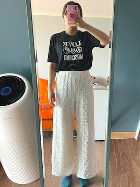 「MOSCHINO（モスキーノ）のアイテム（Tシャツ/カットソー）」を使った、Harukaさん（レディース・159cm）の夏コーディネート