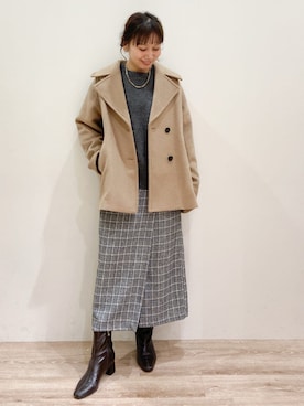 「アイテム（ピーコート、ベージュ系）」を使った、RISAYANさん（レディース・157cm）の秋コーディネート