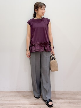 「OPAQUE.CLIP（オペークドットクリップ）のアイテム（Tシャツ/カットソー）」を使った、RISAYANさん（レディース・157cm）の夏コーディネート
