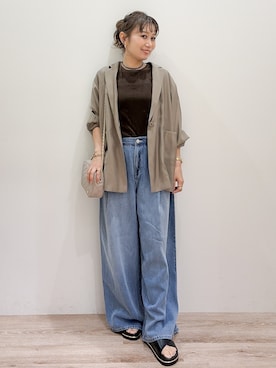 「OPAQUE.CLIP（オペークドットクリップ）のアイテム（Tシャツ/カットソー）」を使った、RISAYANさん（レディース・157cm）の夏コーディネート