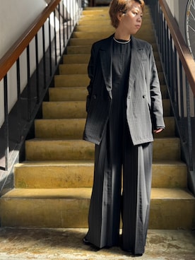 「ストライプジャケット」｜clever elephantさん（レディース・154cm）の秋コーディネート