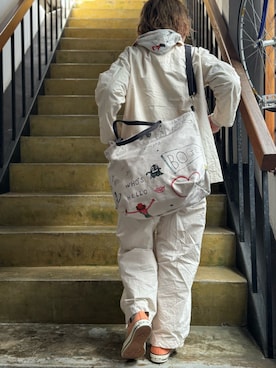 「BOHEMIANS（ボヘミアンズ）のアイテム（バッグ、ホワイト系）」を使った、clever elephantさん（レディース・154cm）の春コーディネート