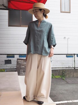 「PAR ICI（パーリッシィ）のアイテム（シャツ/ブラウス）」を使った、clever elephantさん（レディース・155cm）の春コーディネート