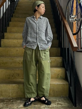 「パッチワークパンツ」｜clever elephantさん（レディース・154cm）の春コーディネート