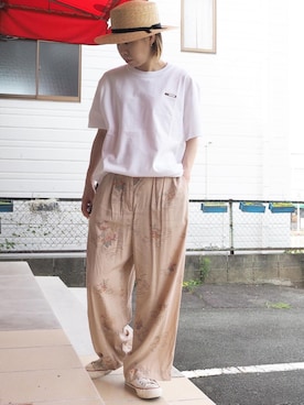 「タバコ」｜「アイテム（帽子）」を使った、clever elephantさん（レディース・155cm）の夏コーディネート