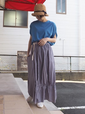 「ギンガムチェックスカート」｜「アイテム（スカート、ピンク系）」を使った、clever elephantさん（レディース・154cm）の春コーディネート