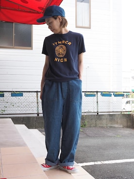 「OMNIGOD（オムニゴッド）のアイテム（パンツ）」を使った、clever elephantさん（レディース・155cm）の夏コーディネート