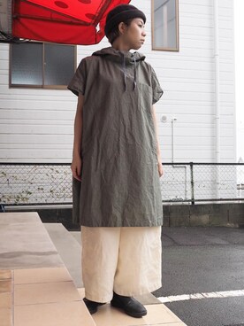 「アウトドアスタイル」｜「アイテム（チュニック）」を使った、clever elephantさん（レディース・154cm）の冬コーディネート