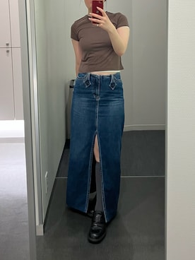 「アイテム（デニムスカート）」を使った、りほさん（レディース・158cm）の秋コーディネート