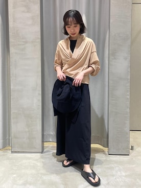 「ロング」｜「アイテム（帽子）」を使った、TENDOさん（レディース・153cm）の春コーディネート