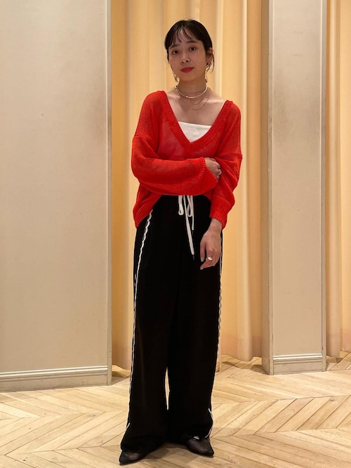 アダムエロペ トップス シアーVネックトップス（Tシャツ/カットソー）｜ADAM ET ROPE
