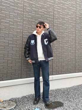 「アイテム（スタジャン）」を使った、ちむさん（メンズ・175cm）の秋コーディネート