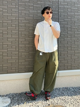 「RAGEBLUE（レイジブルー）のアイテム（カーゴパンツ）」を使った、ちむさん（メンズ・175cm）の夏コーディネート