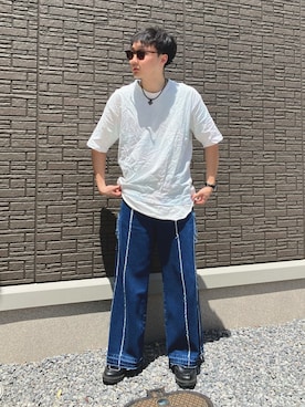 「RAGEBLUE（レイジブルー）のアイテム（Tシャツ/カットソー）」を使った、ちむさん（メンズ・175cm）の夏コーディネート