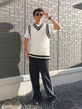 「アイテム（ベスト）」を使った、ちむさん（メンズ・175cm）の秋コーディネート