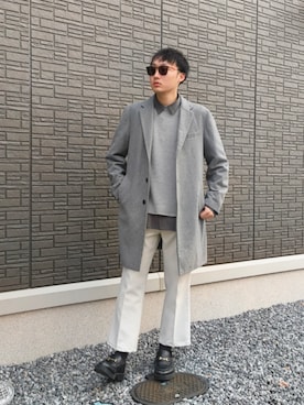 「アイテム（チェスターコート）」を使った、ちむさん（メンズ・175cm）の秋コーディネート
