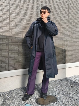 「アイテム（ステンカラーコート）」を使った、ちむさん（メンズ・175cm）の冬コーディネート