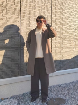 「アイテム（ノーカラーコート）」を使った、ちむさん（メンズ・175cm）の冬コーディネート