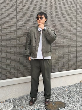 「アイテム（MA-1）」を使った、ちむさん（メンズ・175cm）の秋コーディネート