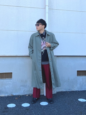 「新星WEARISTAにエントリー」｜「アイテム（ステンカラーコート）」を使った、ちむさん（メンズ・175cm）の冬コーディネート