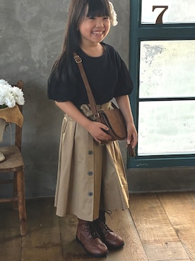 「アイテム（スカート）」を使った、KANAさん（キッズ・110cm）の秋コーディネート