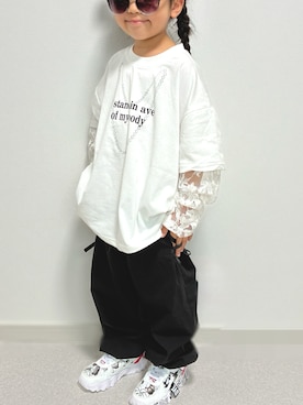 「アイテム（カーゴパンツ）」を使った、KANAさん（キッズ・110cm）の秋コーディネート