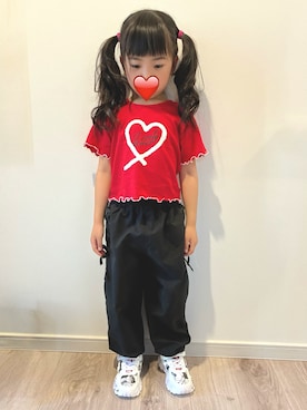 「アイテム（カーゴパンツ）」を使った、KANAさん（キッズ・110cm）の秋コーディネート
