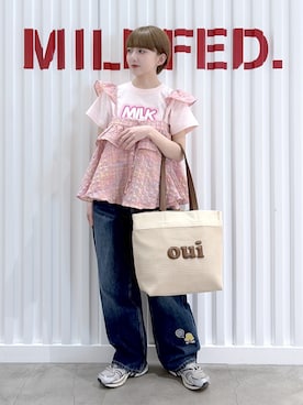 「MILKFED.（ミルクフェド）のアイテム（バッグ）」を使った、ゆうかさん（レディース・148cm）の春コーディネート