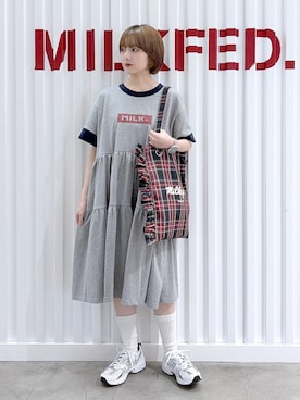 「MILKFED.（ミルクフェド）のアイテム」を使った、ゆうかさん（レディース・148cm）の夏コーディネート