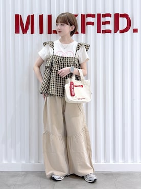 「MILKFED.（ミルクフェド）のアイテム」を使った、ゆうかさん（レディース・148cm）の夏コーディネート