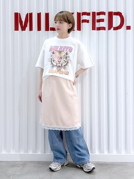 「MILKFED.（ミルクフェド）のアイテム」を使った、ゆうかさん（レディース・148cm）の夏コーディネート
