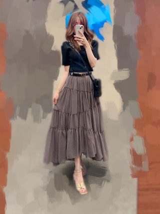 【美品】anuans アニュアンス　ボリュームティアードオーガンジースカート アニュアンス anuans ボリュームティアードオーガンジースカート