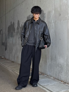 「WYM LIDNM（ウィム バイ リドム）のARC CURVED AMUNDSEN SLACKS（スラックス）」を使った、はるさん（メンズ・167cm）の秋コーディネート
