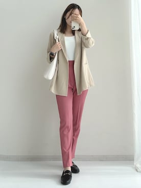 「オフィススタイル」｜「アイテム（キャミソール）」を使った、ねぎこさん（レディース・159cm）の夏コーディネート