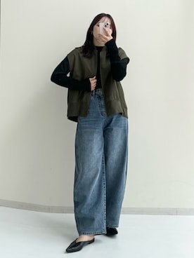 「カーブデニム」｜ねぎこさん（レディース・159cm）の秋コーディネート