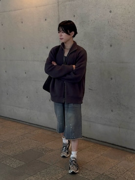 「soerte（ソエルテ）のAssortment buggy half pants / アソートメントバギーハーフパンツ（デニムパンツ）」を使った、てん   さん（メンズ・175cm）の秋コーディネート