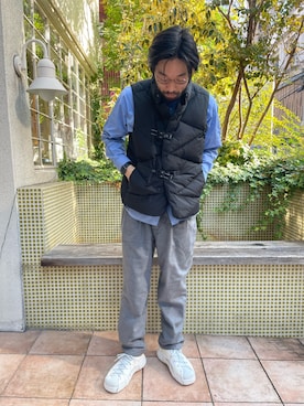 「サステナブル」｜「アイテム（その他アウター）」を使った、島林さん（メンズ・177cm）の秋コーディネート