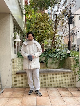 「アイテム（その他アウター、ホワイト系）」を使った、島林さん（メンズ・177cm）の冬コーディネート